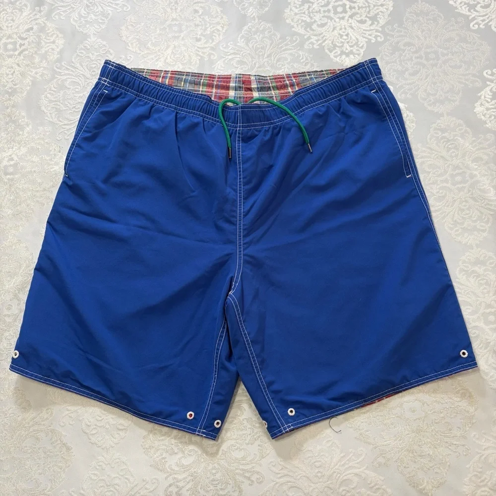Lands End Reversible Plaid Men’s Swim Trunks Size Large
